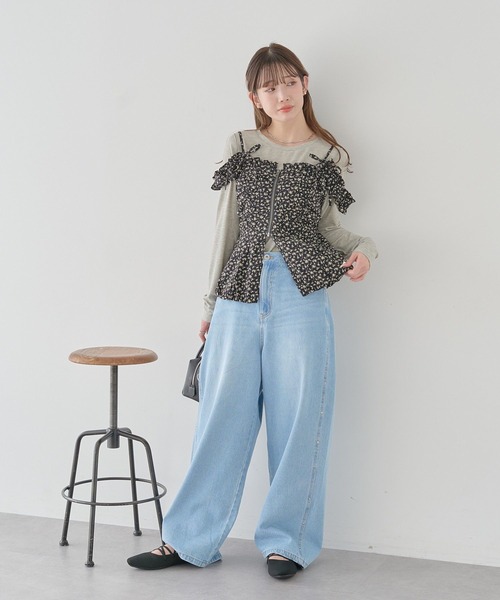 earth music&ecology（アースミュージックアンドエコロジー）の「【2026SS】スタッズデニムパンツ（デニムパンツ・レディース・ライトインディゴブルー/ブルー系その他・S/M）」の8枚目の写真