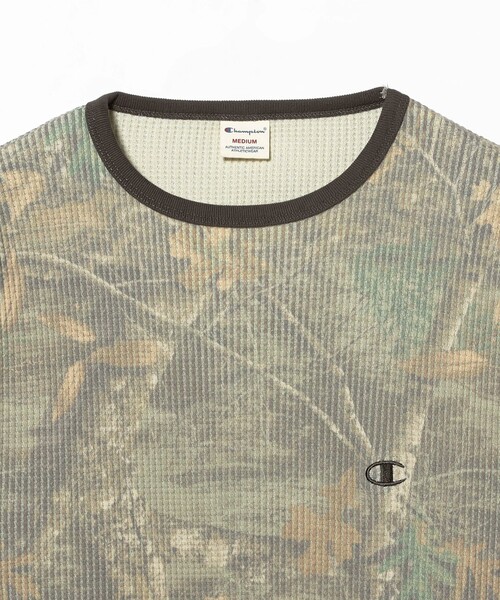 Ray BEAMS（レイビームス）の「【別注】Champion / ツリー サーマル Tシャツ（Tシャツ/カットソー・レディース・チャコールグレー/ベージュ・MEDIUM）」の6枚目の写真