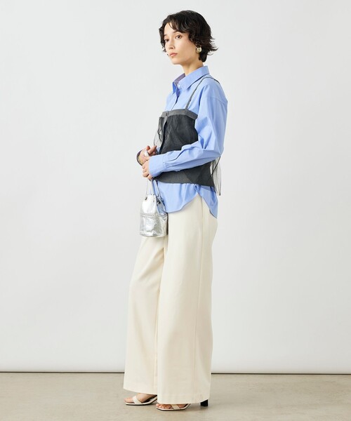 NOLLEY’S（ノーリーズ）の「《手洗い可能》チュールリブビスチェ（キャミソール・レディース・ブラック/チャコールグレー・38）」の5枚目の写真