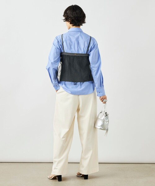 NOLLEY’S（ノーリーズ）の「《手洗い可能》チュールリブビスチェ（キャミソール・レディース・ブラック/チャコールグレー・38）」の7枚目の写真