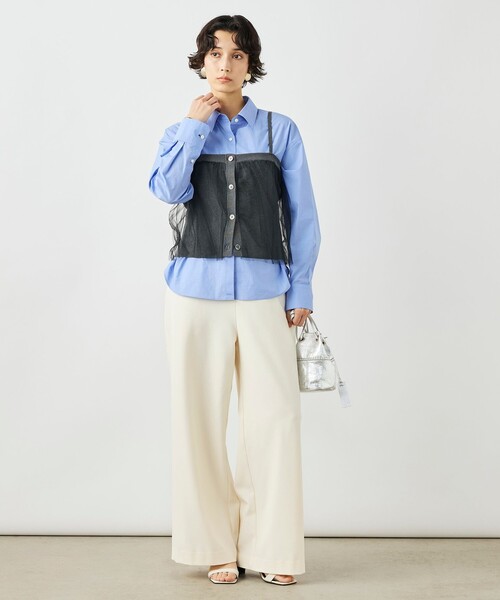 NOLLEY’S（ノーリーズ）の「《手洗い可能》チュールリブビスチェ（キャミソール・レディース・ブラック/チャコールグレー・38）」の11枚目の写真