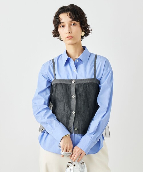 NOLLEY’S（ノーリーズ）の「《手洗い可能》チュールリブビスチェ（キャミソール・レディース・ブラック/チャコールグレー・38）」の12枚目の写真