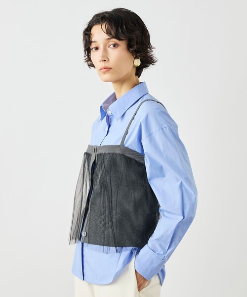NOLLEY’S（ノーリーズ）の「《手洗い可能》チュールリブビスチェ（キャミソール・レディース・ブラック/チャコールグレー・38）」の13枚目の写真