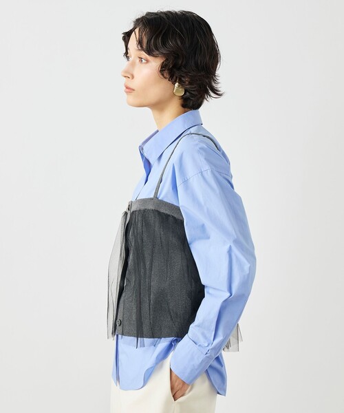 NOLLEY’S（ノーリーズ）の「《手洗い可能》チュールリブビスチェ（キャミソール・レディース・ブラック/チャコールグレー・38）」の14枚目の写真