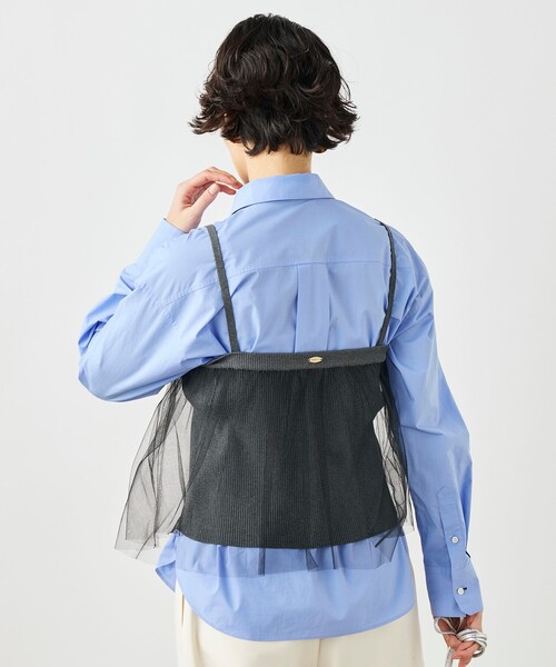 NOLLEY’S（ノーリーズ）の「《手洗い可能》チュールリブビスチェ（キャミソール・レディース・ブラック/チャコールグレー・38）」の15枚目の写真