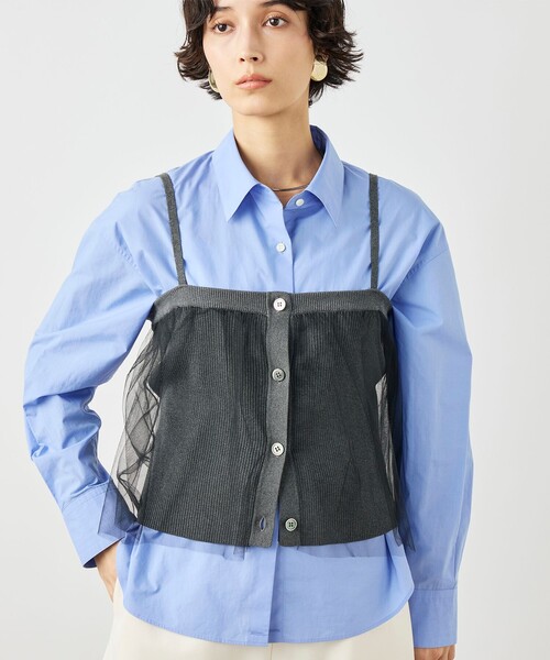 NOLLEY’S（ノーリーズ）の「《手洗い可能》チュールリブビスチェ（キャミソール・レディース・ブラック/チャコールグレー・38）」の19枚目の写真