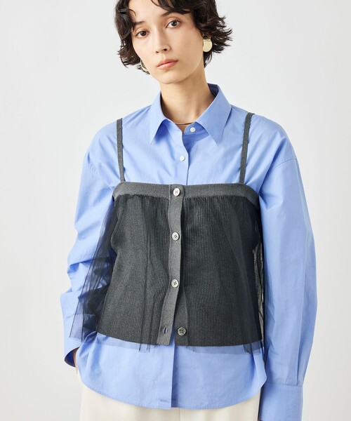 NOLLEY’S（ノーリーズ）の「《手洗い可能》チュールリブビスチェ（キャミソール・レディース・ブラック/チャコールグレー・38）」の20枚目の写真