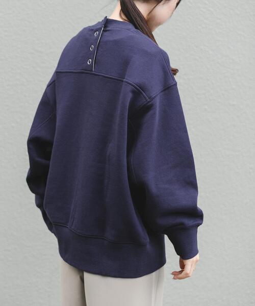 FORK&SPOON（フォークアンドスプーン）の「FORK&SPOON　バックボタンスウェット（スウェット・レディース・オートミール/ネイビー・1）」の5枚目の写真