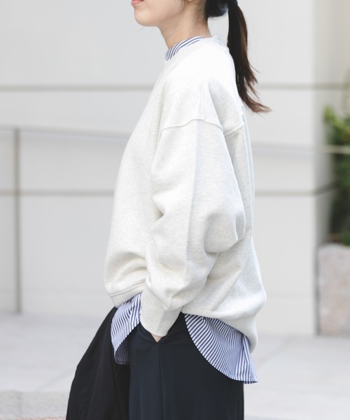 FORK&SPOON（フォークアンドスプーン）の「FORK&SPOON　バックボタンスウェット（スウェット・レディース・オートミール/ネイビー・1）」の5枚目の写真