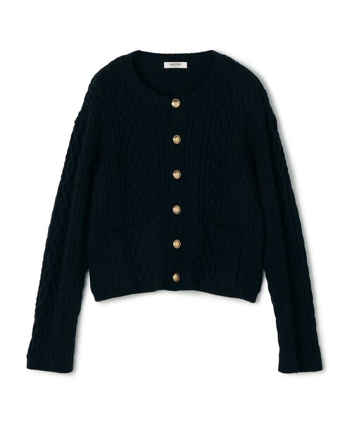 ハイブリットコットンケーブル クルーネックカーディガン