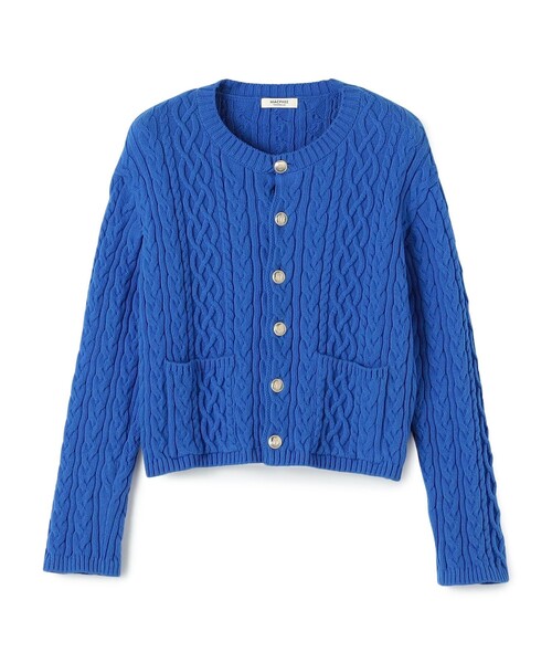 ハイブリットコットンケーブル クルーネックカーディガン