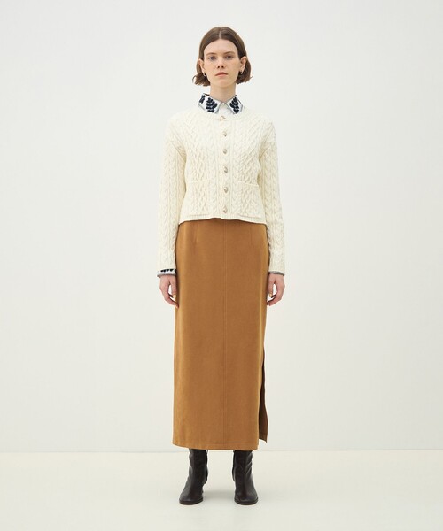 ハイブリットコットンケーブル クルーネックカーディガン