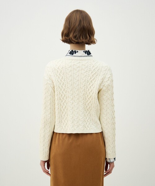 ハイブリットコットンケーブル クルーネックカーディガン