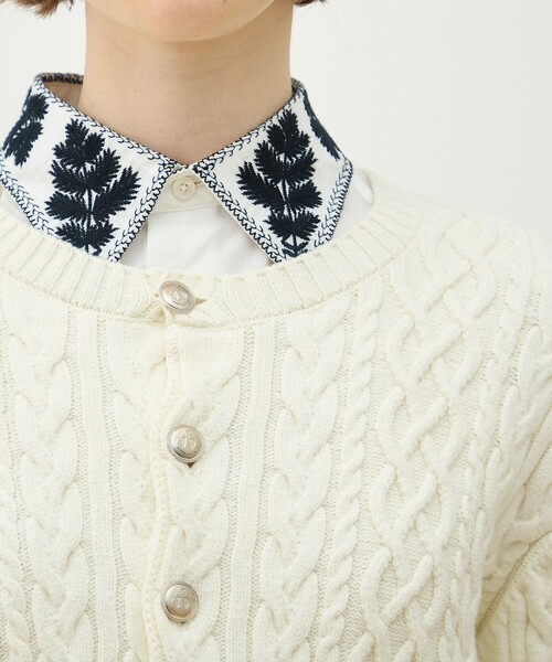 【新品タグ付き】MACPHEE コットンケーブル クルーネックカーディガン S MACPHEE（マカフィー） カーディガン ハイブリットコットンケーブル