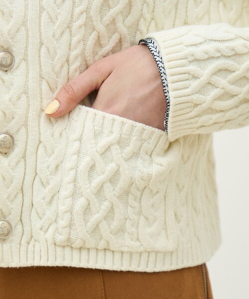 ハイブリットコットンケーブル クルーネックカーディガン