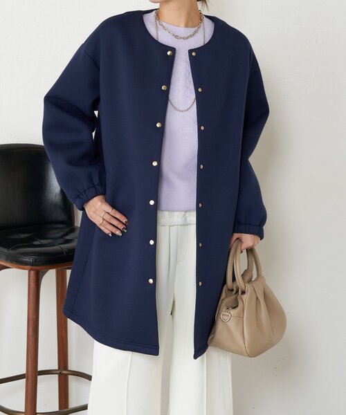 Jena espace merveilleux（ジェナ　エスパスメルヴェイユ）の「ダンボールロングコート（その他アウター・レディース・ネイビー/グレー・FREE）」の17枚目の写真