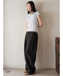 PEEP（ピープ）の「コンバーチブルスタッドワイド/カーブドデニムパンツ_ブラック（デニムパンツ）」