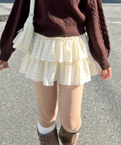 AS KNOW AS plus(アズノゥアズプラス)の「○デザインティアードリボンミニスカート(チェック・ドット)セットアップ対応(スカート・レディース・ブラック系その他/ブラック系/ネイビー系/ベージュ系その他・FREE)」の1枚目の写真