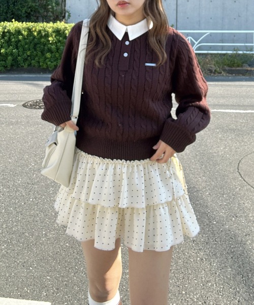 AS KNOW AS plus(アズノゥアズプラス)の「○デザインティアードリボンミニスカート(チェック・ドット)セットアップ対応(スカート・レディース・ブラック系その他/ブラック系/ネイビー系/ベージュ系その他・FREE)」の9枚目の写真