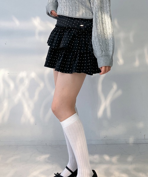 AS KNOW AS plus(アズノゥアズプラス)の「○デザインティアードリボンミニスカート(チェック・ドット)セットアップ対応(スカート・レディース・ブラック系その他/ブラック系/ネイビー系/ベージュ系その他・FREE)」の16枚目の写真