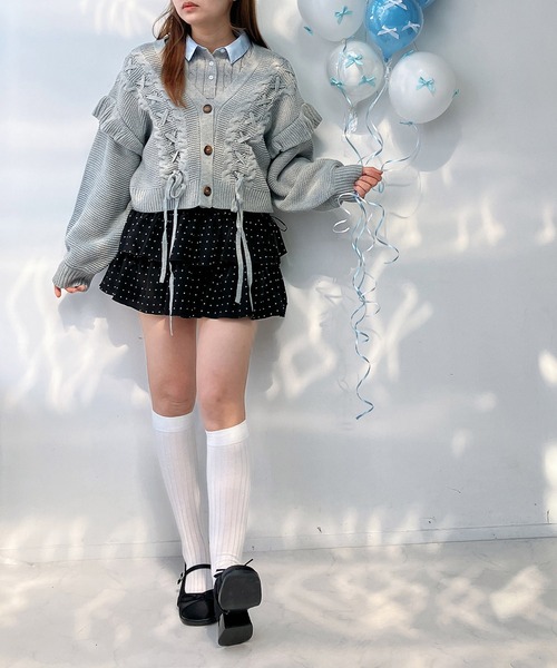 AS KNOW AS plus(アズノゥアズプラス)の「○デザインティアードリボンミニスカート(チェック・ドット)セットアップ対応(スカート・レディース・ブラック系その他/ブラック系/ネイビー系/ベージュ系その他・FREE)」の19枚目の写真