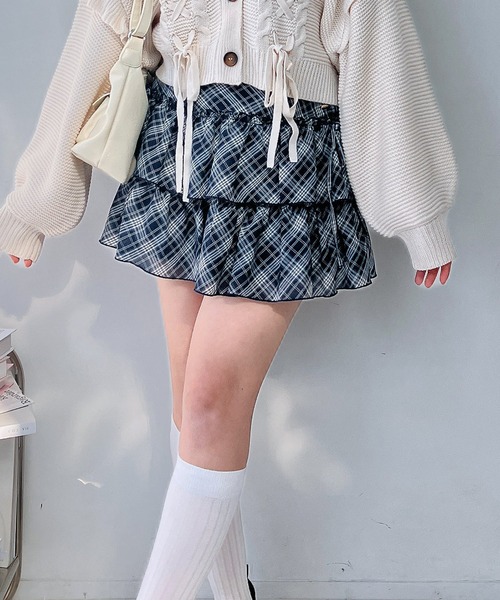 AS KNOW AS plus(アズノゥアズプラス)の「○デザインティアードリボンミニスカート(チェック・ドット)セットアップ対応(スカート・レディース・ブラック系その他/ブラック系/ネイビー系/ベージュ系その他・FREE)」の21枚目の写真