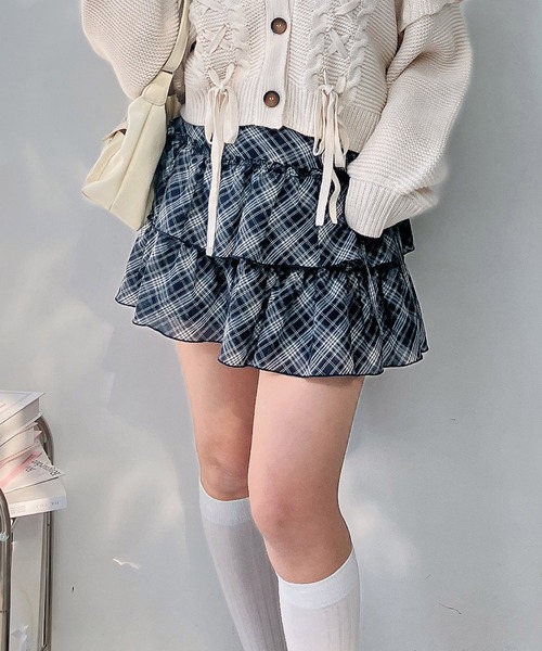 AS KNOW AS plus(アズノゥアズプラス)の「○デザインティアードリボンミニスカート(チェック・ドット)セットアップ対応(スカート・レディース・ブラック系その他/ブラック系/ネイビー系/ベージュ系その他・FREE)」の22枚目の写真