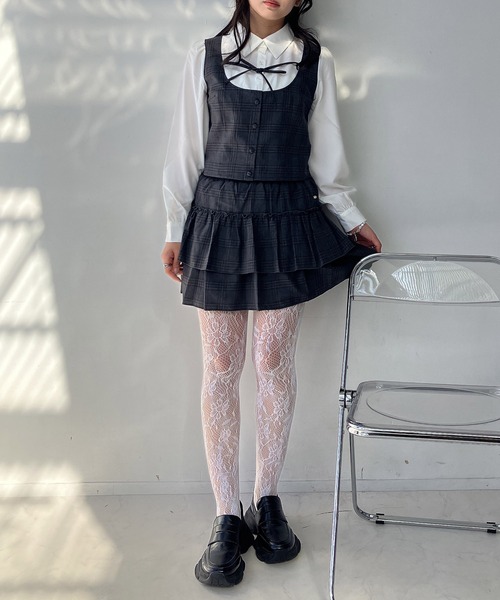 AS KNOW AS plus(アズノゥアズプラス)の「○デザインティアードリボンミニスカート(スカート・レディース・ブラック系その他/ブラック系/ネイビー系/ベージュ系その他/グレー系/グレー/ブラック系1/ブラック系2/ホワイト系/ブラック系3/ライトグレー・FREE)」の20枚目の写真