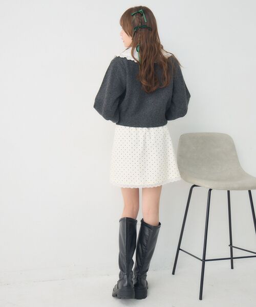 ems excite(エムズエキサイト)の「丸襟NTカーデ(カーディガン/ボレロ・レディース・ダークブルー/チャコールグレー/ナチュラル・FREE)」の7枚目の写真