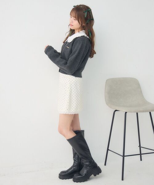 ems excite(エムズエキサイト)の「丸襟NTカーデ(カーディガン/ボレロ・レディース・ダークブルー/チャコールグレー/ナチュラル・FREE)」の8枚目の写真