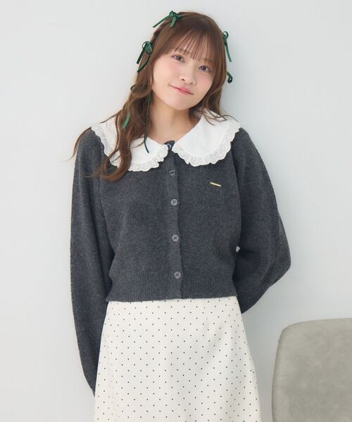 ems excite(エムズエキサイト)の「丸襟NTカーデ(カーディガン/ボレロ・レディース・ダークブルー/チャコールグレー/ナチュラル・FREE)」の9枚目の写真