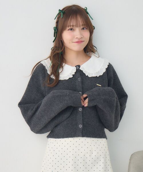 ems excite(エムズエキサイト)の「丸襟NTカーデ(カーディガン/ボレロ・レディース・ダークブルー/チャコールグレー/ナチュラル・FREE)」の10枚目の写真