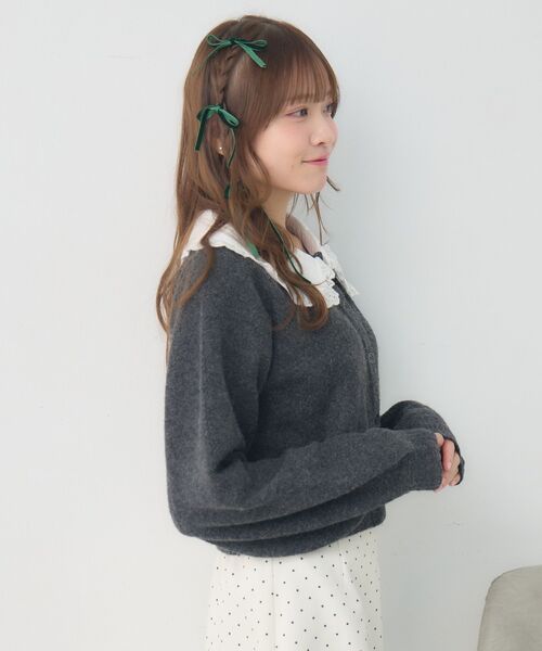 ems excite(エムズエキサイト)の「丸襟NTカーデ(カーディガン/ボレロ・レディース・ダークブルー/チャコールグレー/ナチュラル・FREE)」の11枚目の写真