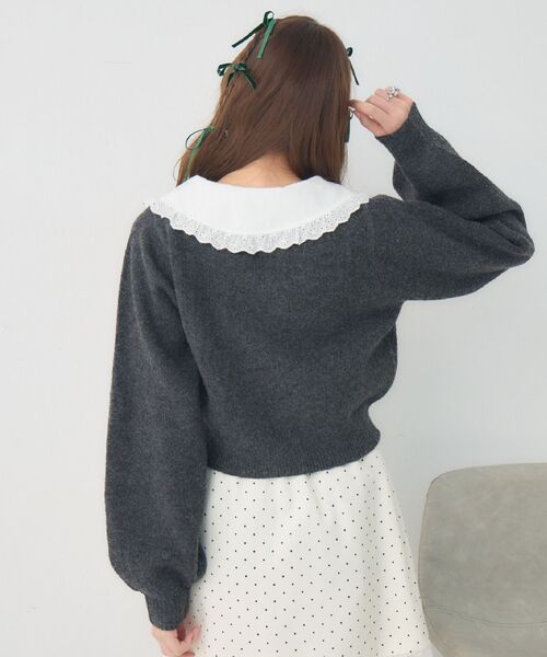 ems excite(エムズエキサイト)の「丸襟NTカーデ(カーディガン/ボレロ・レディース・ダークブルー/チャコールグレー/ナチュラル・FREE)」の12枚目の写真