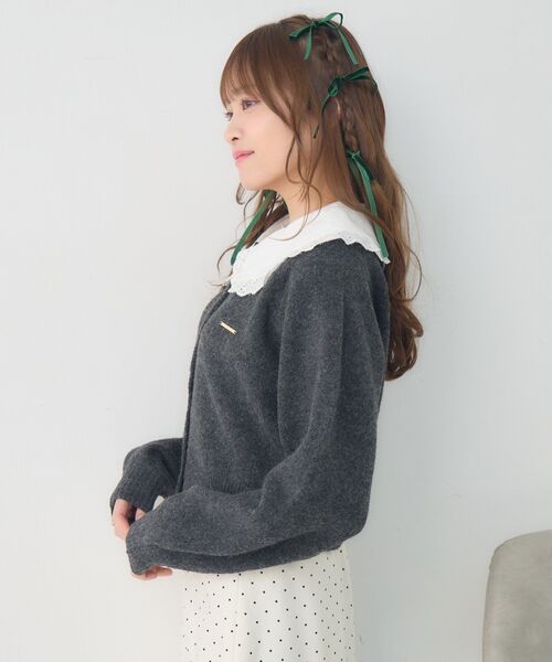 ems excite(エムズエキサイト)の「丸襟NTカーデ(カーディガン/ボレロ・レディース・ダークブルー/チャコールグレー/ナチュラル・FREE)」の13枚目の写真