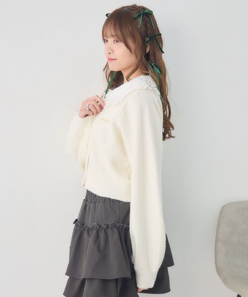 ems excite(エムズエキサイト)の「丸襟NTカーデ(カーディガン/ボレロ・レディース・ダークブルー/チャコールグレー/ナチュラル・FREE)」の21枚目の写真