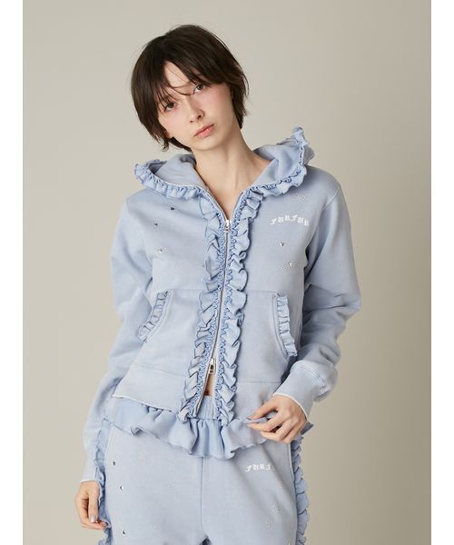 FURFUR（ファーファー）の「フリルジップアップフーディー（パーカー・レディース・グレー/チャコールグレー/ブルー・F）」の6枚目の写真
