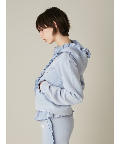 FURFUR（ファーファー）の「フリルジップアップフーディー（パーカー・レディース・グレー/チャコールグレー/ブルー・F）」の8枚目の写真