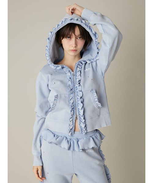 FURFUR（ファーファー）の「フリルジップアップフーディー（パーカー・レディース・グレー/チャコールグレー/ブルー・F）」の12枚目の写真