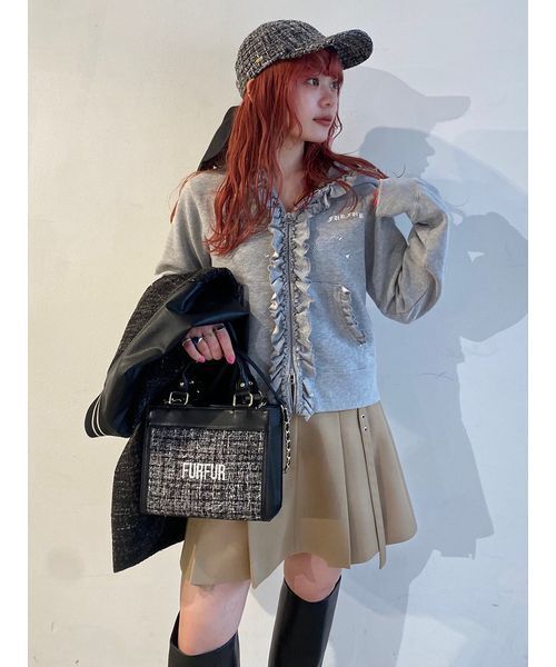 FURFUR（ファーファー）の「フリルジップアップフーディー（パーカー・レディース・グレー/チャコールグレー/ブルー・F）」の17枚目の写真