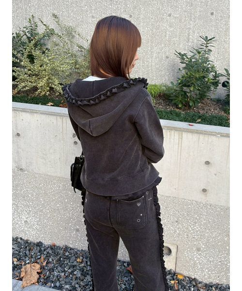 FURFUR（ファーファー）の「フリルジップアップフーディー（パーカー・レディース・グレー/チャコールグレー/ブルー・F）」の19枚目の写真