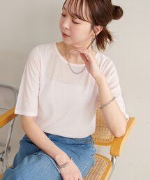 シアーリブ5分袖《WEB限定カラーあり》