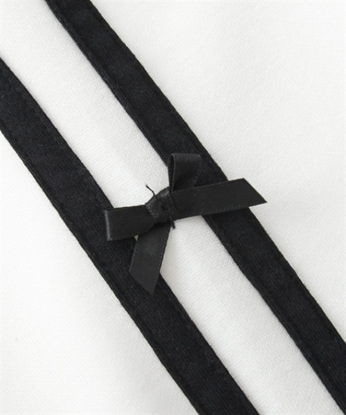 QUNTSTYLE(キュントスタイル)の「袖リボン使いフェイクレイヤードトレーナー(スウェット・キッズ・ブラック/ベージュ・110/120/130/140/150/160)」の7枚目の写真