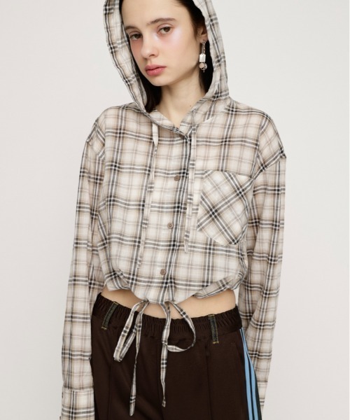 SLY（スライ）の「【2026SS新作】CHECK HOODIE SH チェックフーディーシャツ 冬服 春服（シャツ/ブラウス・レディース・ブラック系その他2/ベージュ系その他・FREE）」の2枚目の写真