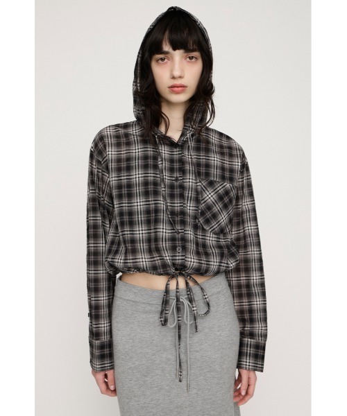 SLY（スライ）の「【2026SS新作】CHECK HOODIE SH チェックフーディーシャツ 冬服 春服（シャツ/ブラウス・レディース・ブラック系その他2/ベージュ系その他・FREE）」の3枚目の写真