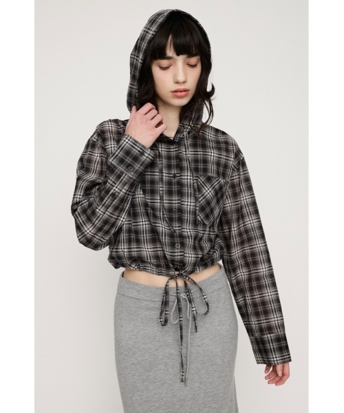 SLY（スライ）の「【2026SS新作】CHECK HOODIE SH チェックフーディーシャツ 冬服 春服（シャツ/ブラウス・レディース・ブラック系その他2/ベージュ系その他・FREE）」の5枚目の写真