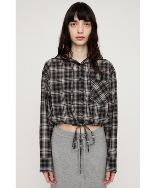 SLY（スライ）の「【2026SS新作】CHECK HOODIE SH チェックフーディーシャツ 冬服 春服（シャツ/ブラウス・レディース・ブラック系その他2/ベージュ系その他・FREE）」の6枚目の写真