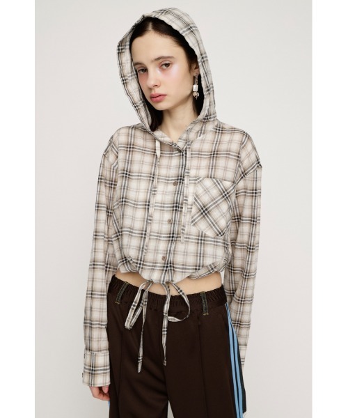 SLY（スライ）の「【2026SS新作】CHECK HOODIE SH チェックフーディーシャツ 冬服 春服（シャツ/ブラウス・レディース・ブラック系その他2/ベージュ系その他・FREE）」の7枚目の写真