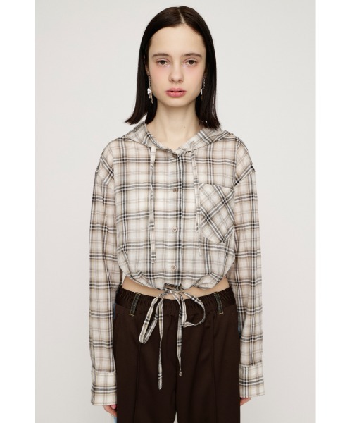 SLY（スライ）の「【2026SS新作】CHECK HOODIE SH チェックフーディーシャツ 冬服 春服（シャツ/ブラウス・レディース・ブラック系その他2/ベージュ系その他・FREE）」の8枚目の写真