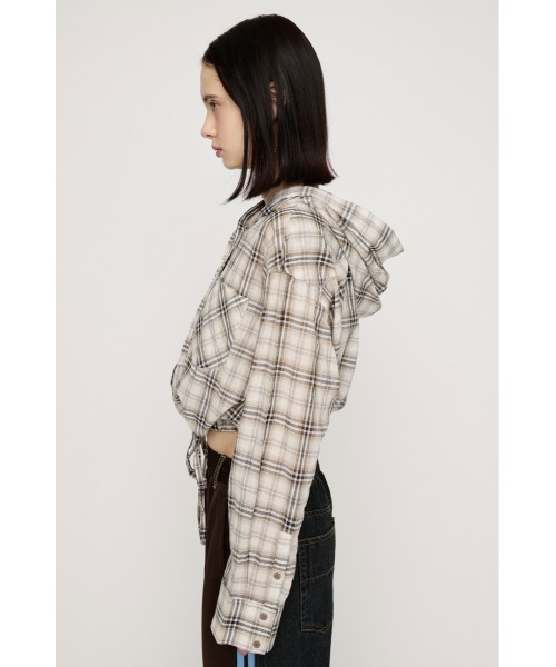 SLY（スライ）の「【2026SS新作】CHECK HOODIE SH チェックフーディーシャツ 冬服 春服（シャツ/ブラウス・レディース・ブラック系その他2/ベージュ系その他・FREE）」の9枚目の写真